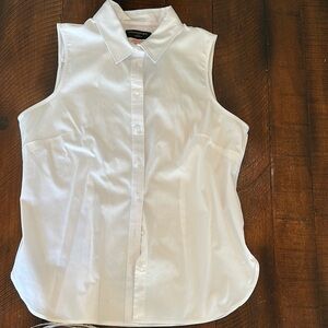 Banana Republic White Sleeveless Button-Up Blouse